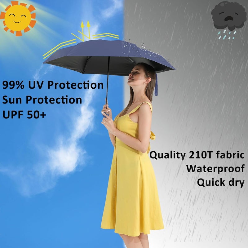 BAODINI Travel Essentials Mini Umbrella for Purse With Case Small Compact UV Sun Protection Lightweight Tiny Pocket Manual Open Close Umbrella for Women Kids and Men Fit Purse Backpack - Image 2